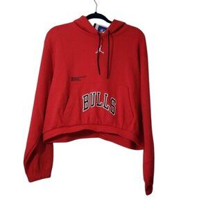 New Nike NBA Air Jordan‎ Chicago Bulls Red Loose Fit Crop Hoodie Sweater Top